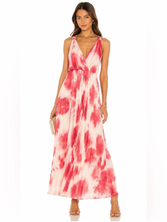 Mango Dresses & Skirts - Mango Pink Watercolor Pleated Maxi Dress Large